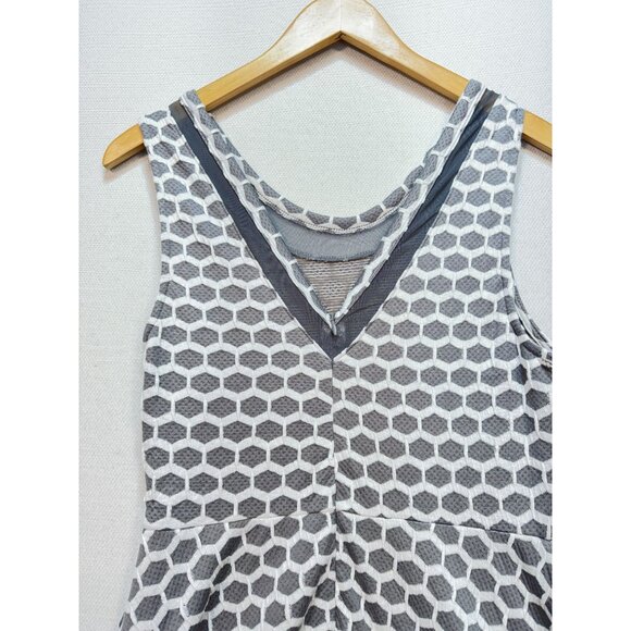 Pixley Women's Textured A-Line Midi Dress Size M Gray White Geometric Sleeveless - Picture 10 of 12